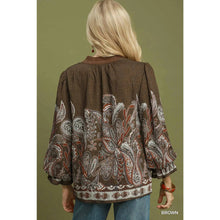 Load image into Gallery viewer, Paisley Border Print Blouse