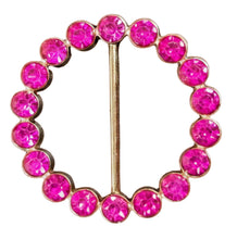 Load image into Gallery viewer, Tee Tie Round Gold with Blingy Dark Pink Rhinestones