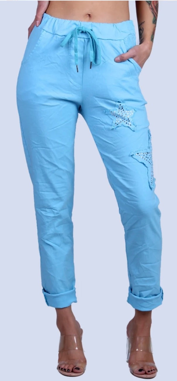 Gigi Moda 8618-TU Tie Waist Pants W/Stars