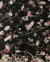 Load image into Gallery viewer, Wrapables Black Vintage Floral Bird Scarf
