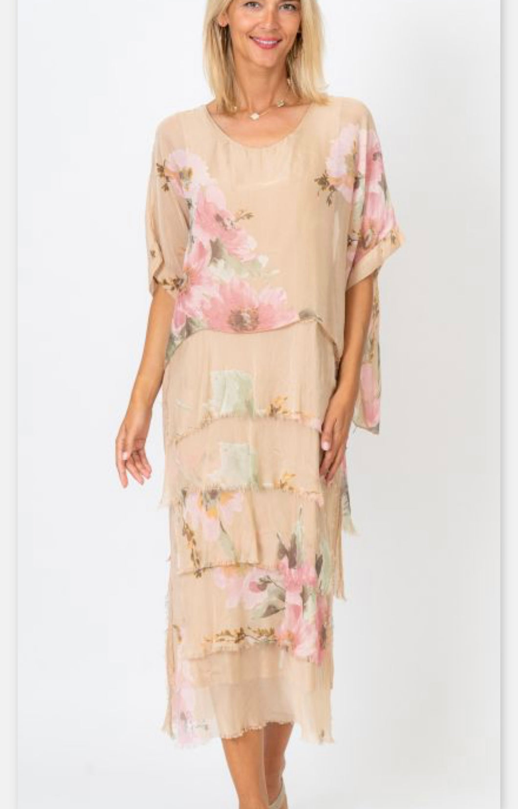 Floral Silk Ruffle Dress