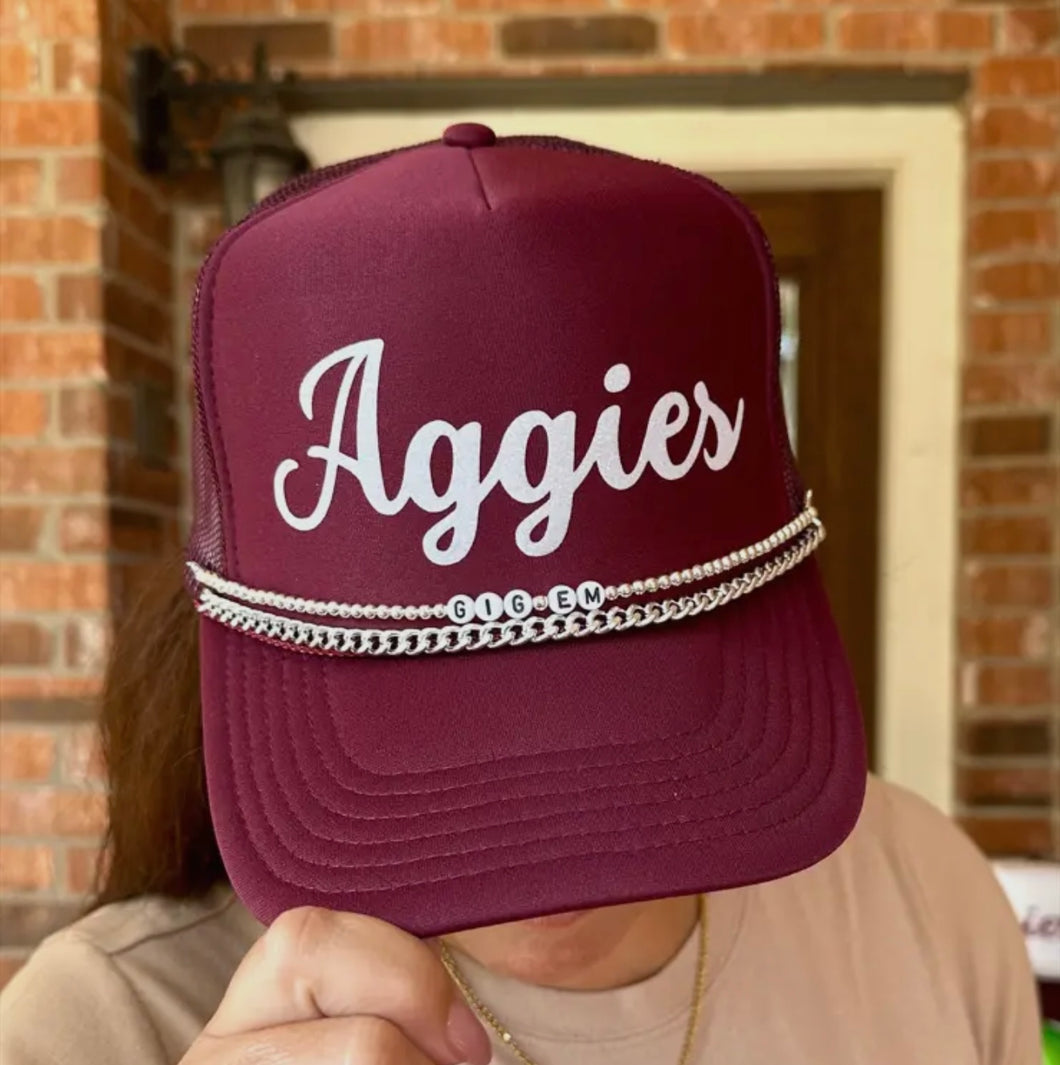 Very Cherry Aggies Trucker Hat W/Hat Chain