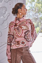 Load image into Gallery viewer, BOLD FLORAL &amp; PAISLEY PATTERN FUNNEL NECKLINE SWEATER
