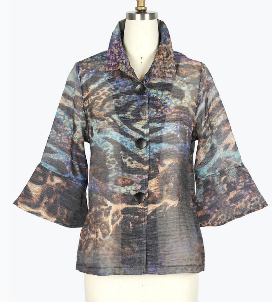 Damee 2409 mixed Animal Organza Jacket