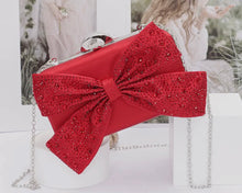 Load image into Gallery viewer, H&amp;D Rhinestone Bow Clutch
