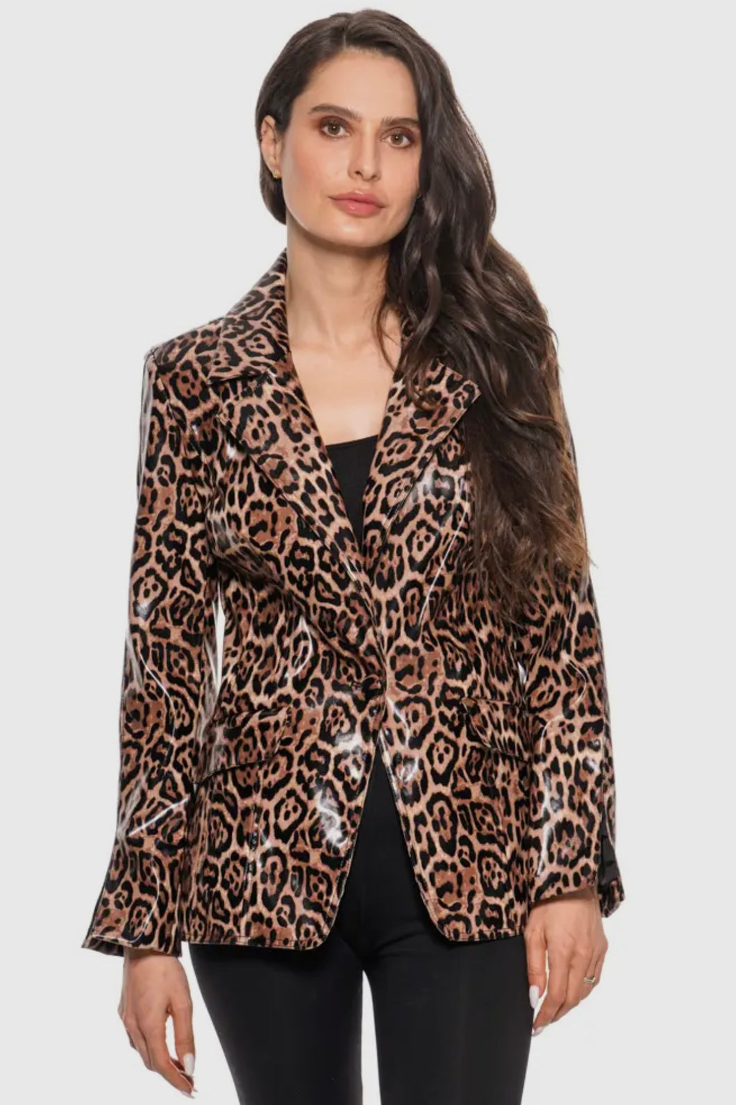 Adore Glossy Leopard Print Blazer