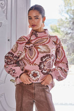 Load image into Gallery viewer, BOLD FLORAL &amp; PAISLEY PATTERN FUNNEL NECKLINE SWEATER
