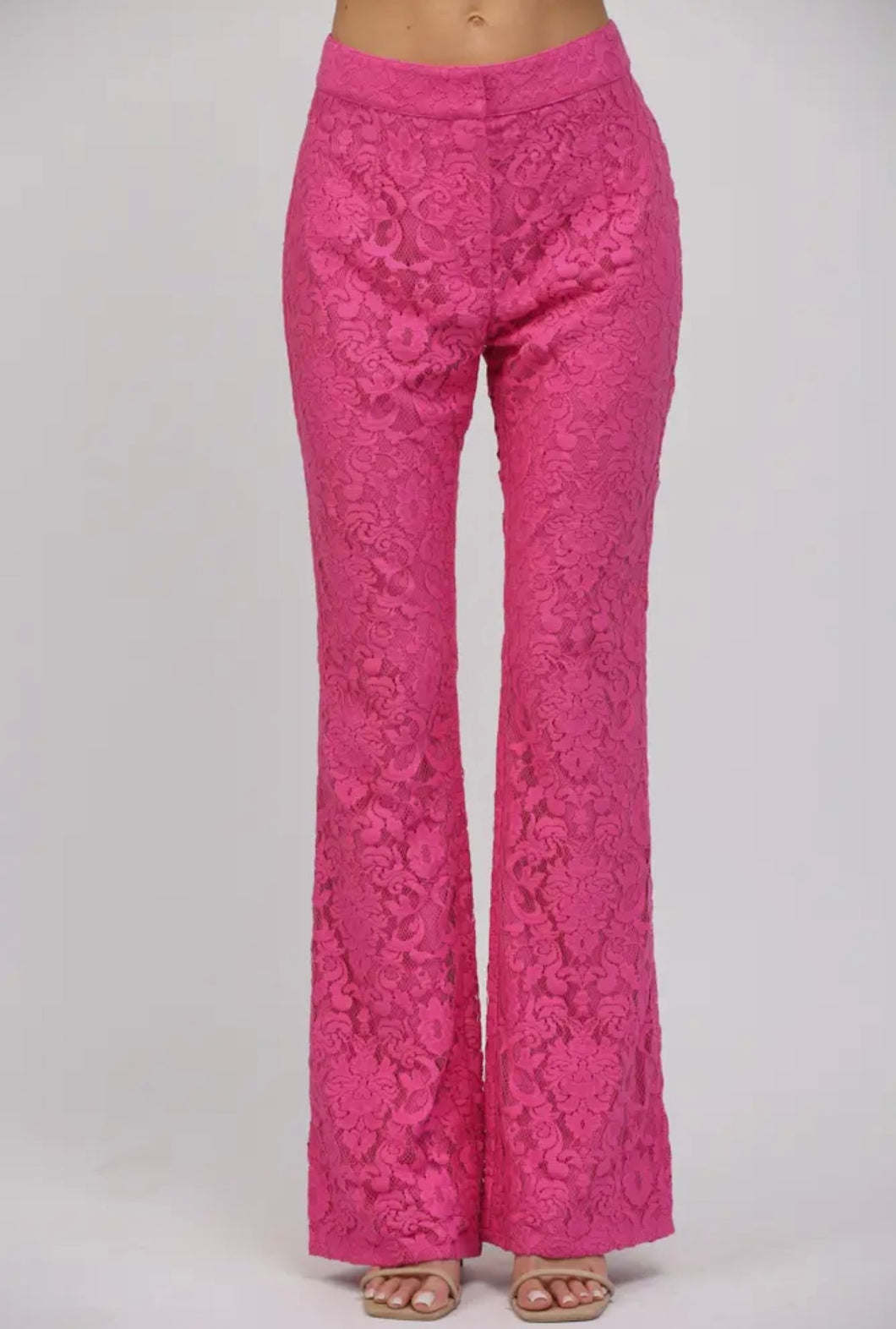 Side Slit Lace Flare Pants