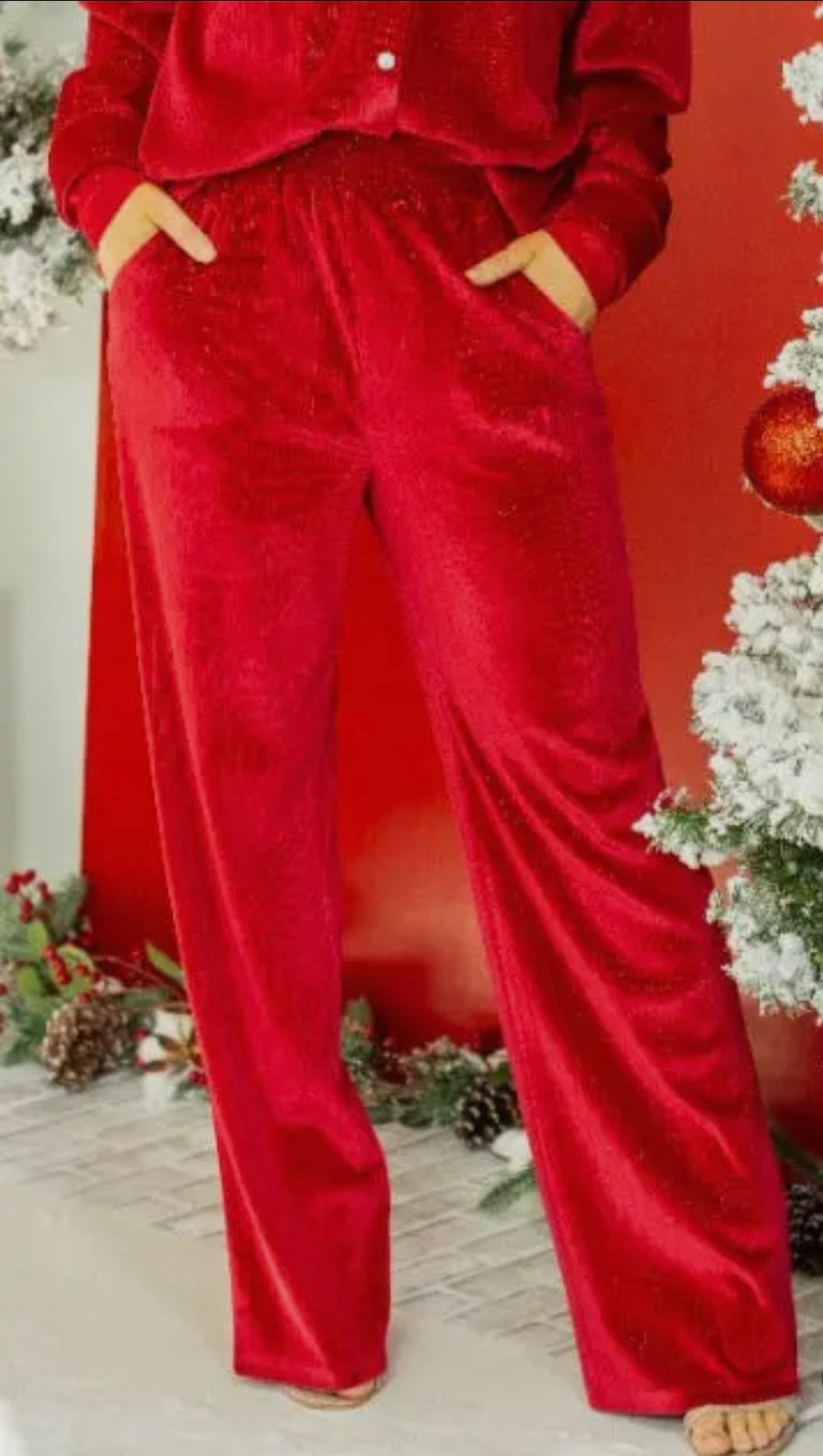 Grace & Emma Velvet Straight Pants