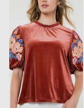 Load image into Gallery viewer, THML FTM2893 Velvet Embroidered Top
