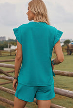 Load image into Gallery viewer, Ruffle Sleeve Top &amp; Drawstring Short Set
