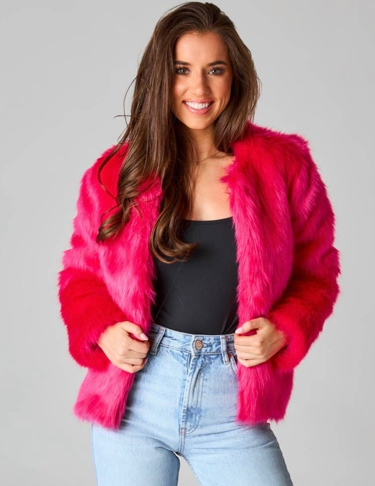 Buddy Love Hot Pink Faux Fur Jacket