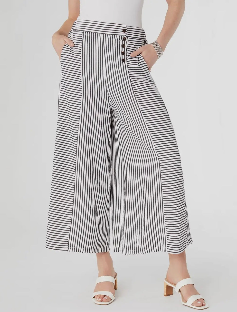 Dahlia Striped Wide Leg Textured Pant