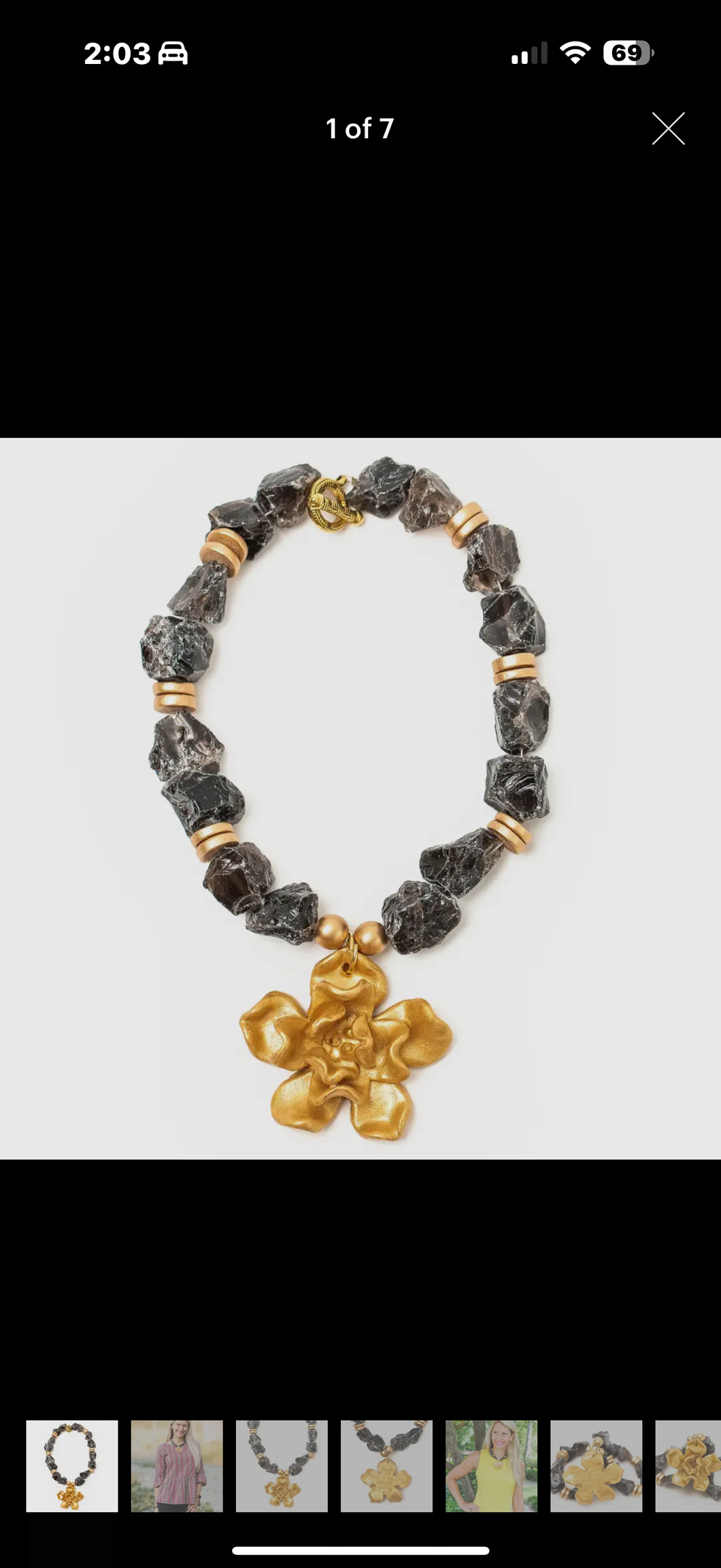 The Hidden Truth Smokey Quartz w/Camellia Blossom Necklace