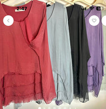 Load image into Gallery viewer, Silk Roundneck Ruffle Top LS
