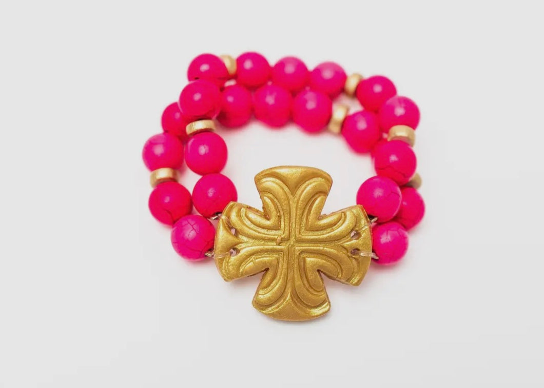 The Hidden Truth Hot Pink Jade Double Strand Friendship Bracelet