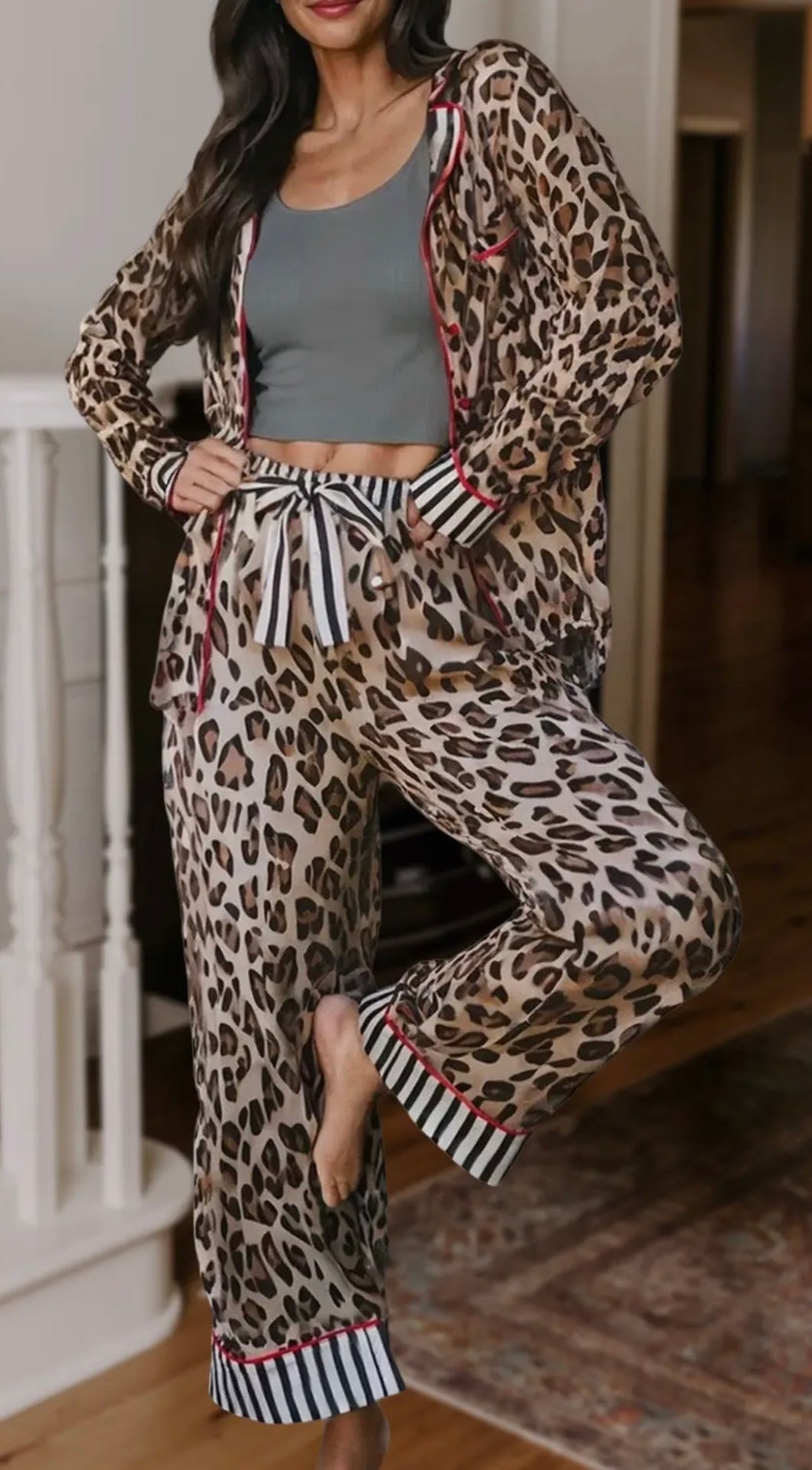 Leopard & Stripe Pajama Set