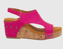 Load image into Gallery viewer, Rhinestone Sling Back Cork Wedge
