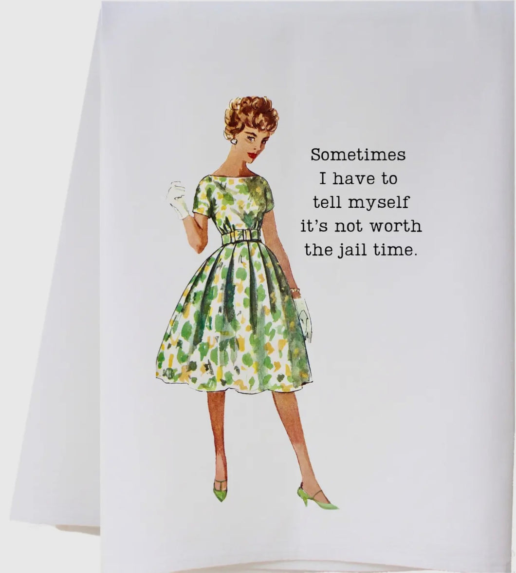 Cora & Pate 24FSTJT Jail Time Flour Sack Towel