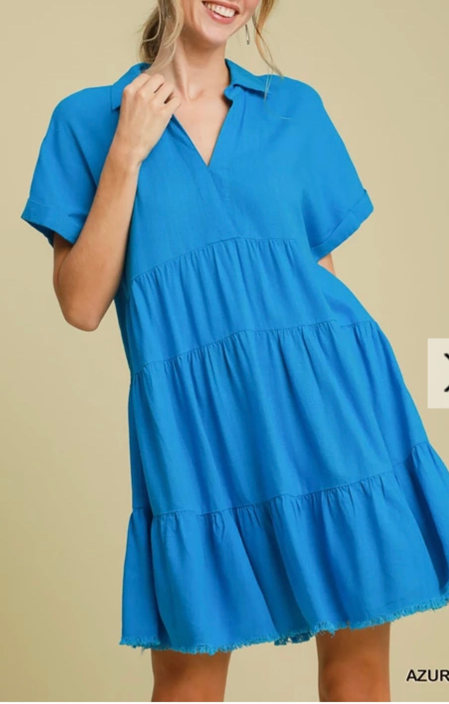 chinese dress ladies Umgee Linen Blend Scalloped Button-Front Mini Dress – Black main image 1