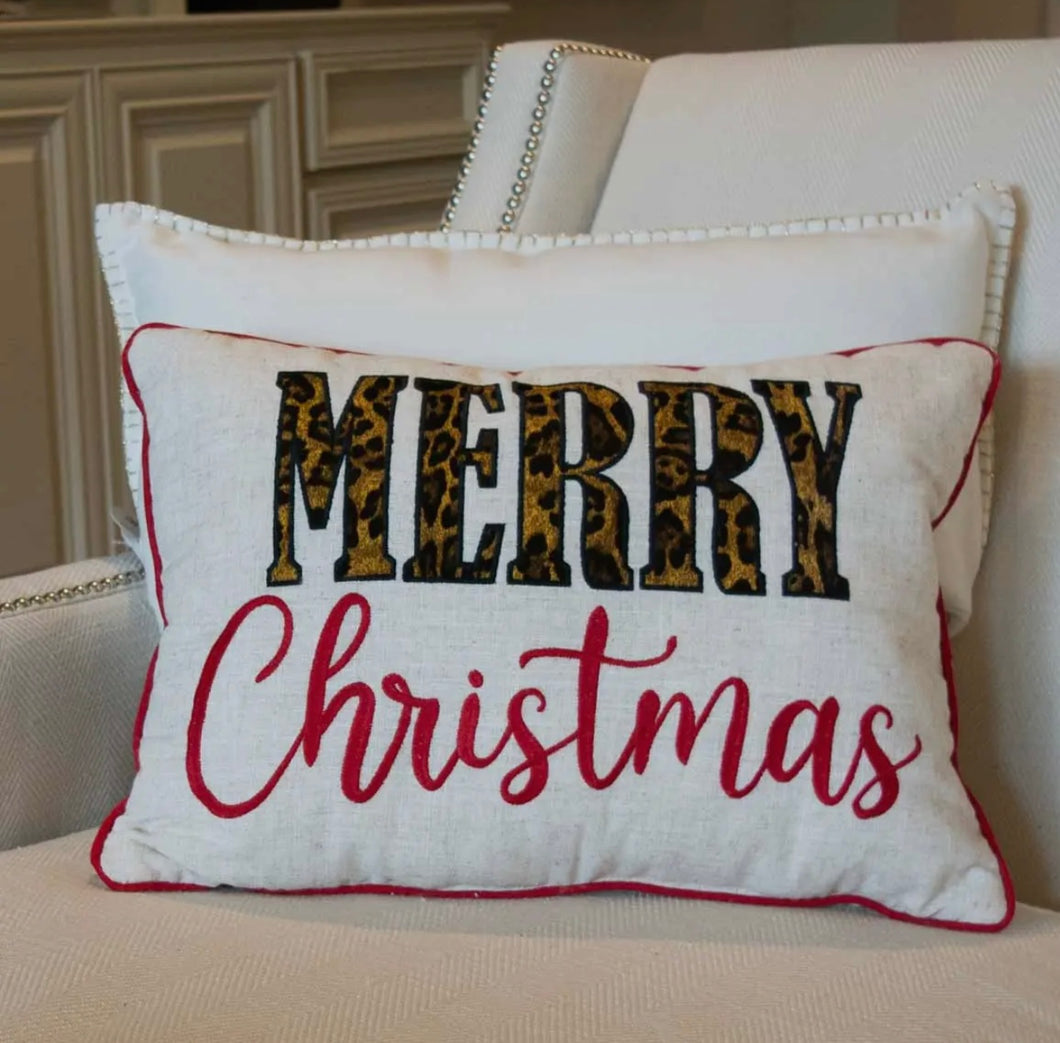 The Royal Standard 138822015 Merry Christmas Leop Pillow