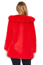 Load image into Gallery viewer, VaVa Red Faux Fur Hooded Coat&#39;
