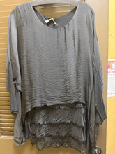 Load image into Gallery viewer, Silk Roundneck Ruffle Top LS
