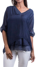 Load image into Gallery viewer, Silk V Neck Ruffle Top
