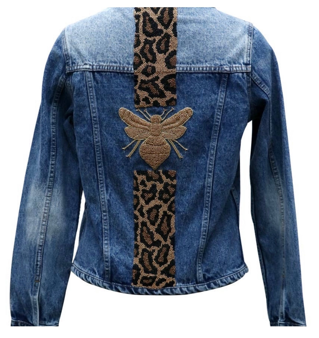 Tiana Designs Leopard & Bee Denim Jacket