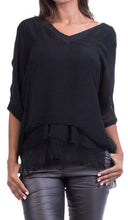 Load image into Gallery viewer, Silk V Neck Ruffle Top
