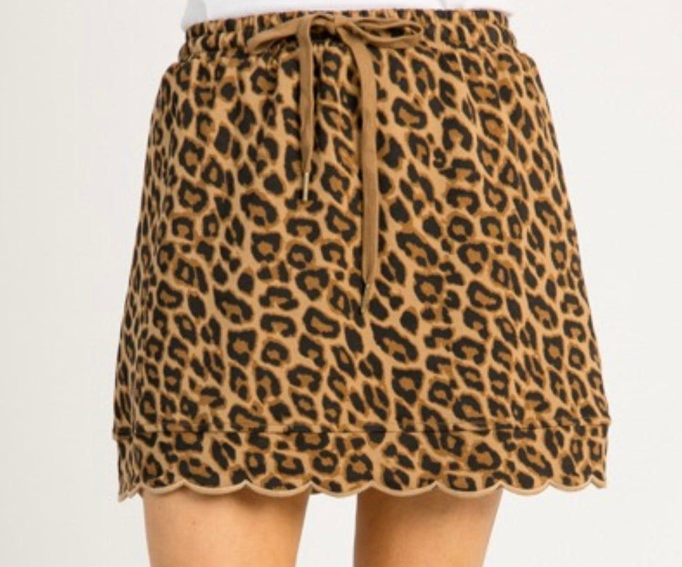 Entro Scalloped Leopard Skort