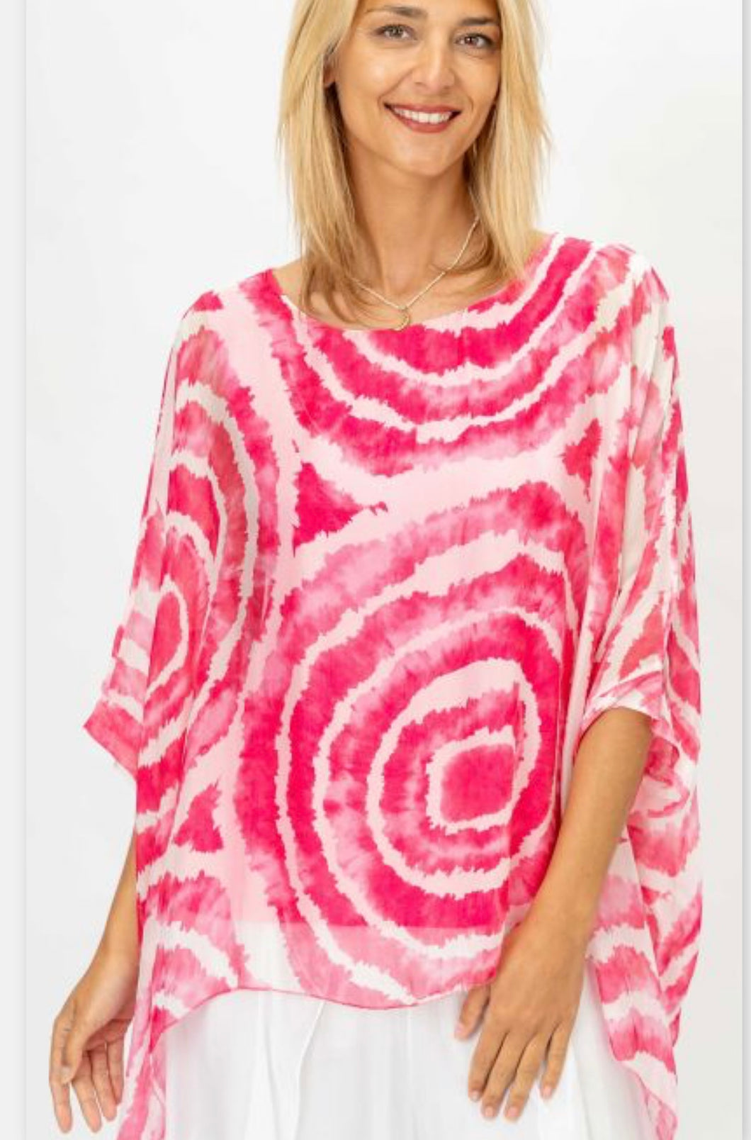 Circle Print Silk Kimono Blouse