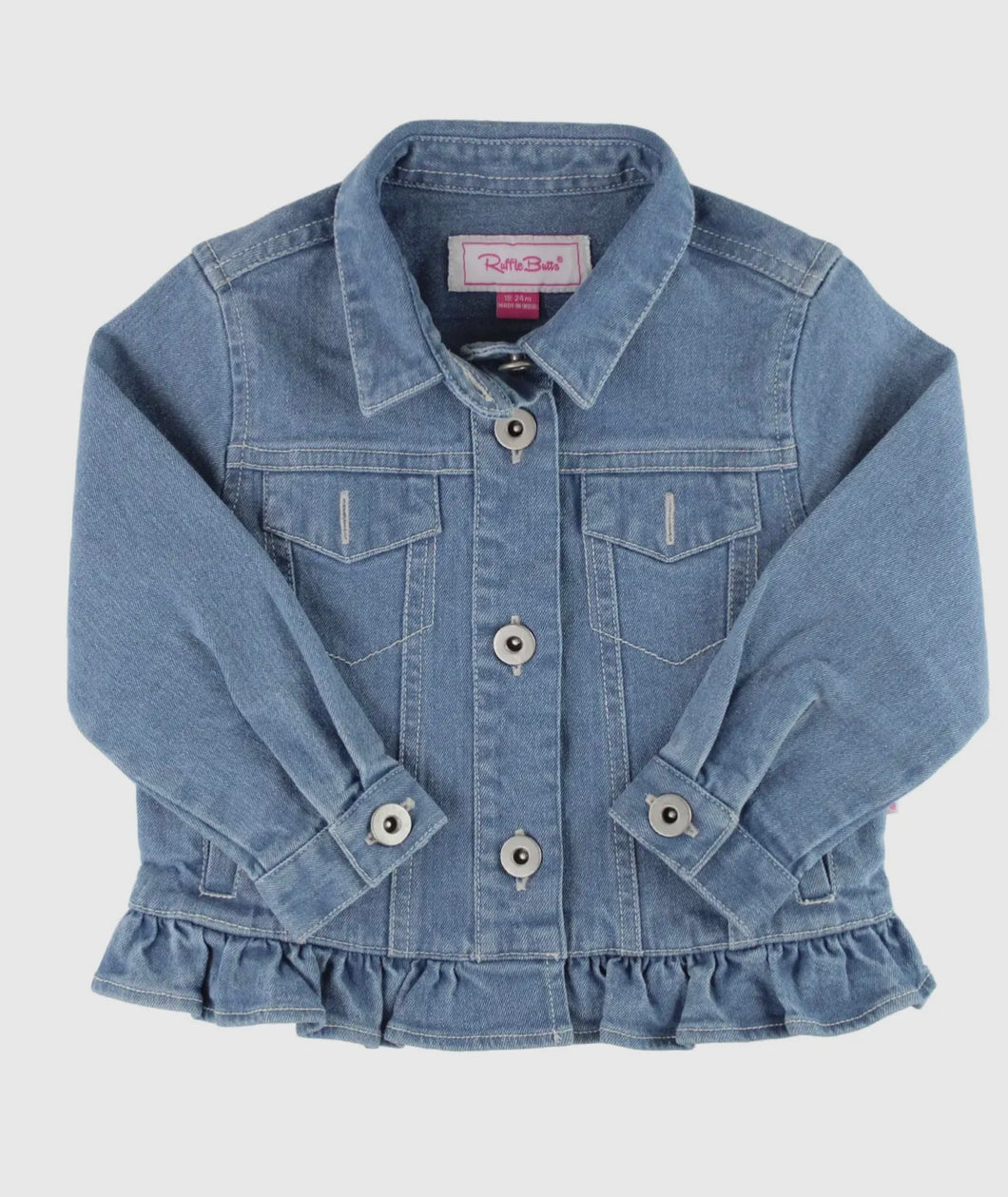 RuffleButts Girls Light Wash Denim Jacket