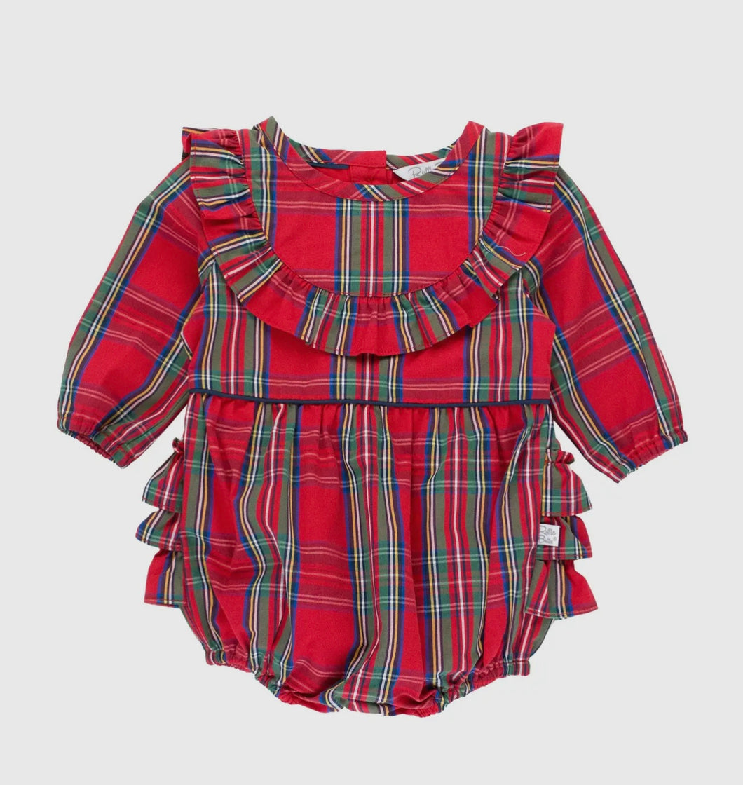 RuffleButts ‘Tis The Season Plaid Bubble Romper