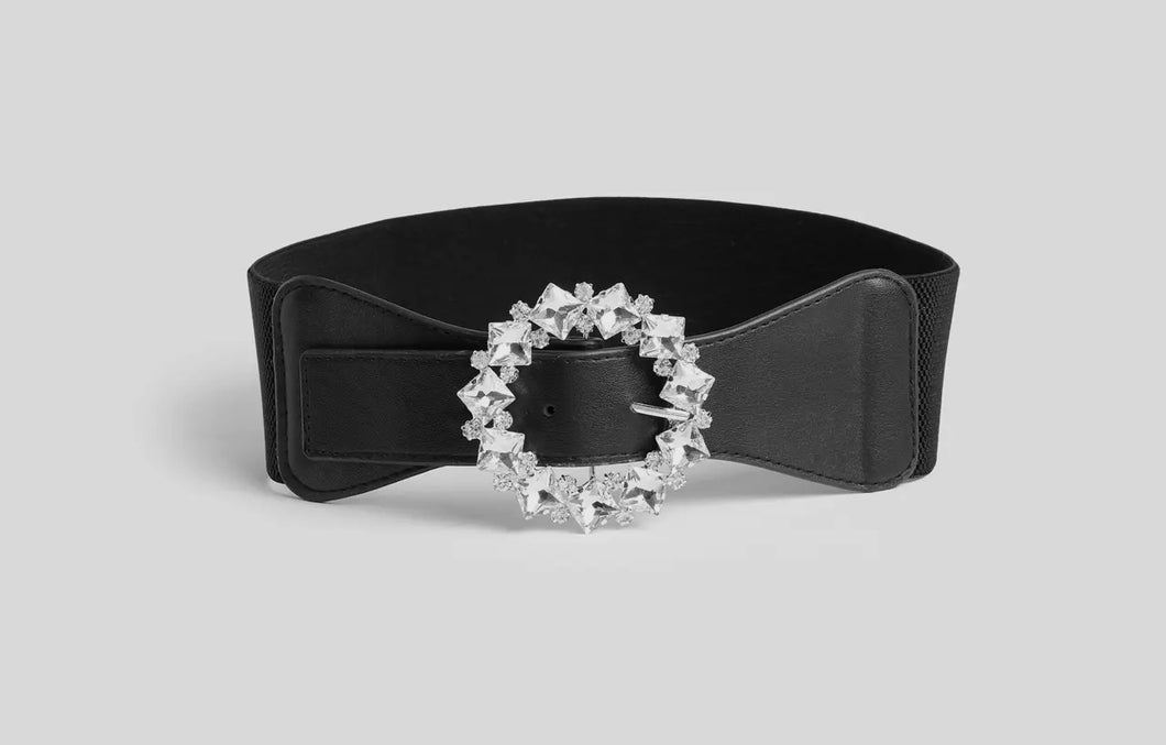 Coco & Carmen Black Bejeweled Stretch Belt