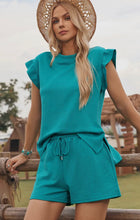 Load image into Gallery viewer, Ruffle Sleeve Top &amp; Drawstring Short Set

