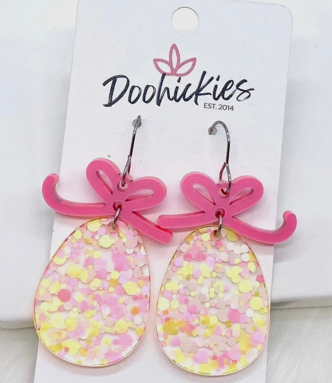 Doohickies Bow & Confetti Easter Egg Earrings