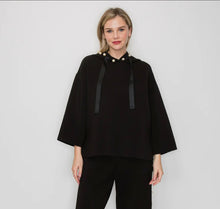 Load image into Gallery viewer, Joh 7425FT Black Scuba Hoodie W/Pearls
