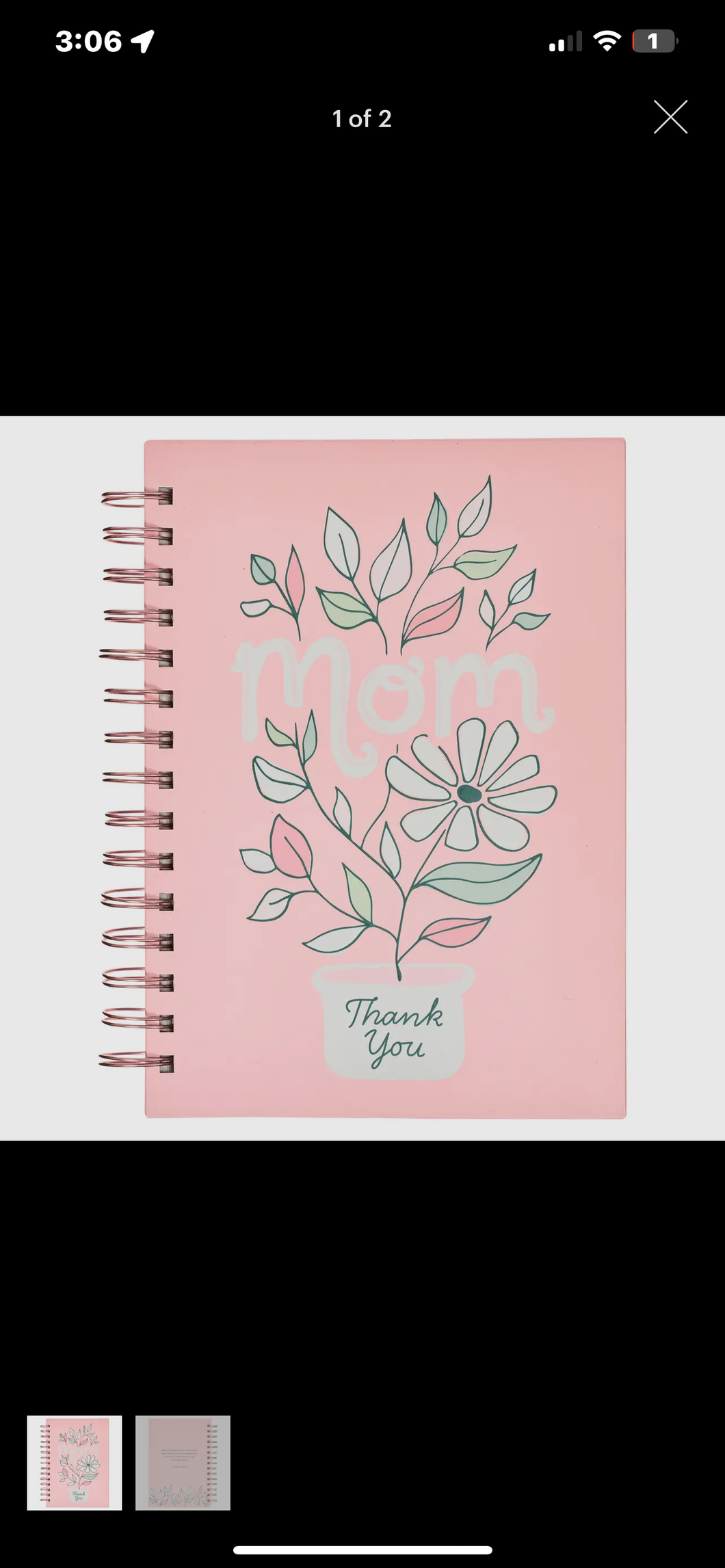 Christian Art Gifts JLW180 Journal Wirebound Mother Thank You 1Thess 5:16-18
