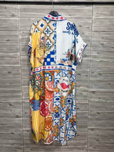 Load image into Gallery viewer, ZOSD1WH Mediterranean Print Shirt Dress White
