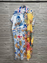 Load image into Gallery viewer, ZOSD1WH Mediterranean Print Shirt Dress White
