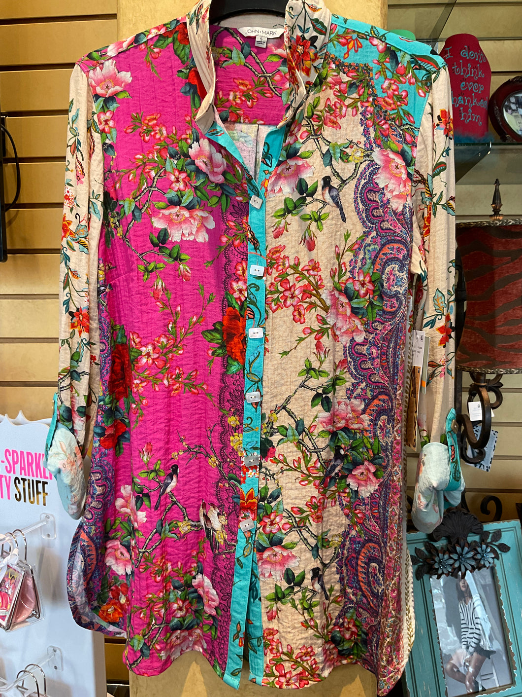 John Mark J13225BM Floral Paisley Top